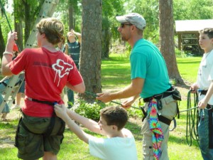 Jimbo on a belay team